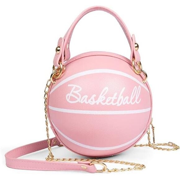 Basketball Bag Purse Handbag Shoulder Mini Round Zipper Women with Strap - Picture 8 of 8